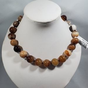 Nwt 70 ctw multicolor agate silver necklace